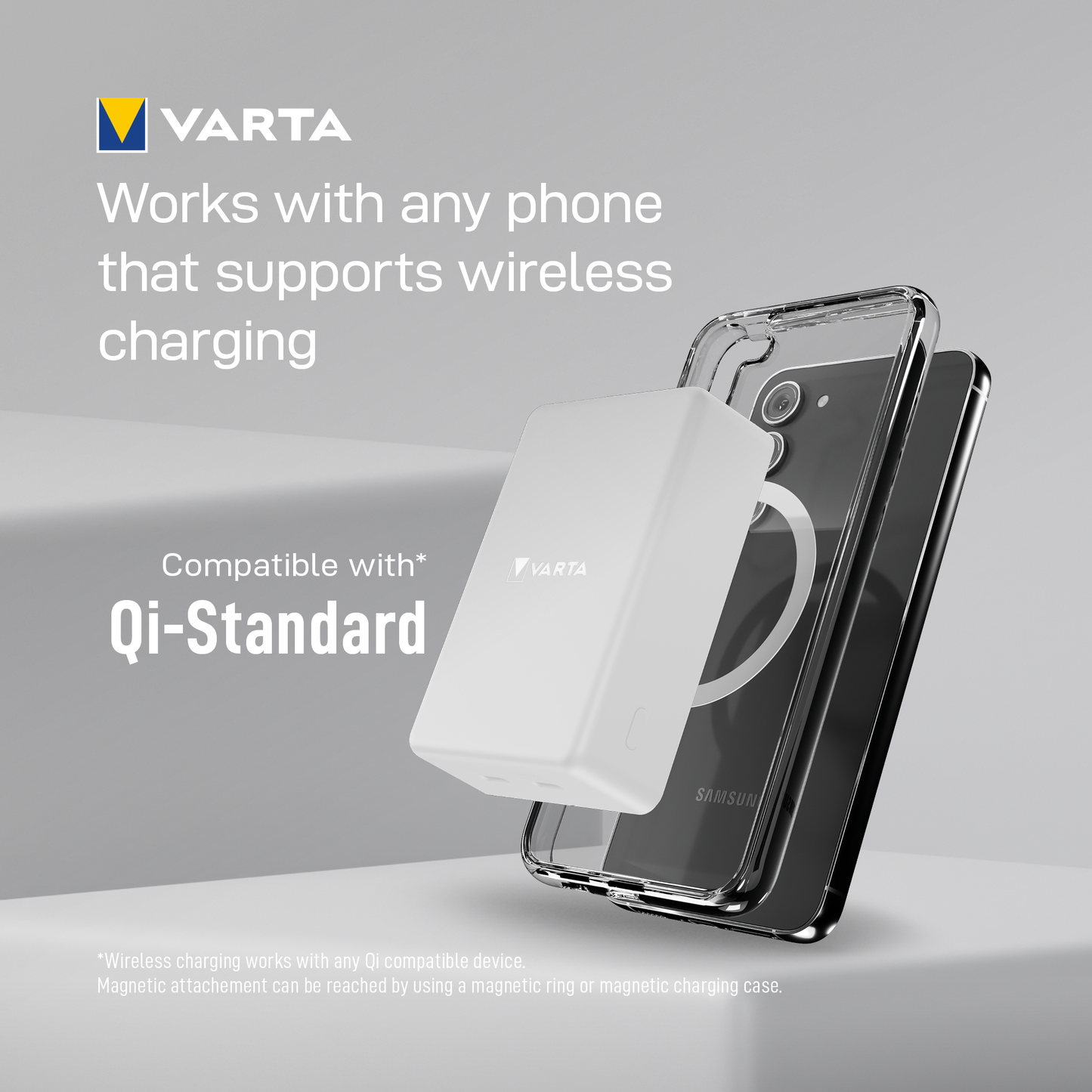 Baterie Externa Wireless Varta Mag Pro, 10000mAh, 20W, 1 x QI - 2 x USB-C, Alba