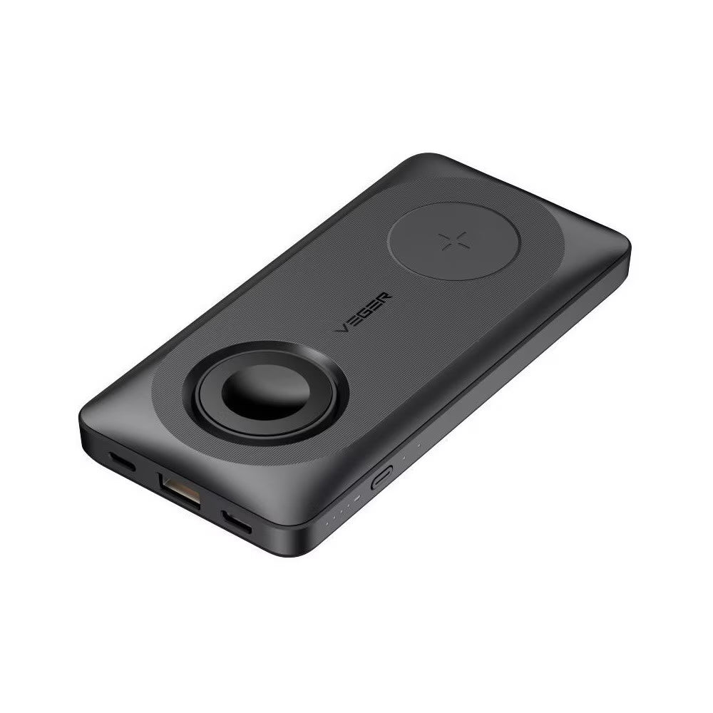 Baterie Externa Wireless Veger MagMulti W1156, 10000mAh, 22.5W, QC + PD + FQI, 2 x QI - 1 x USB-A - 1 x USB-C, Neagra