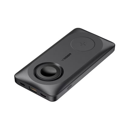 Baterie Externa Wireless Veger MagMulti W1156, 10000mAh, 22.5W, QC + PD + FQI, 2 x QI - 1 x USB-A - 1 x USB-C, Neagra