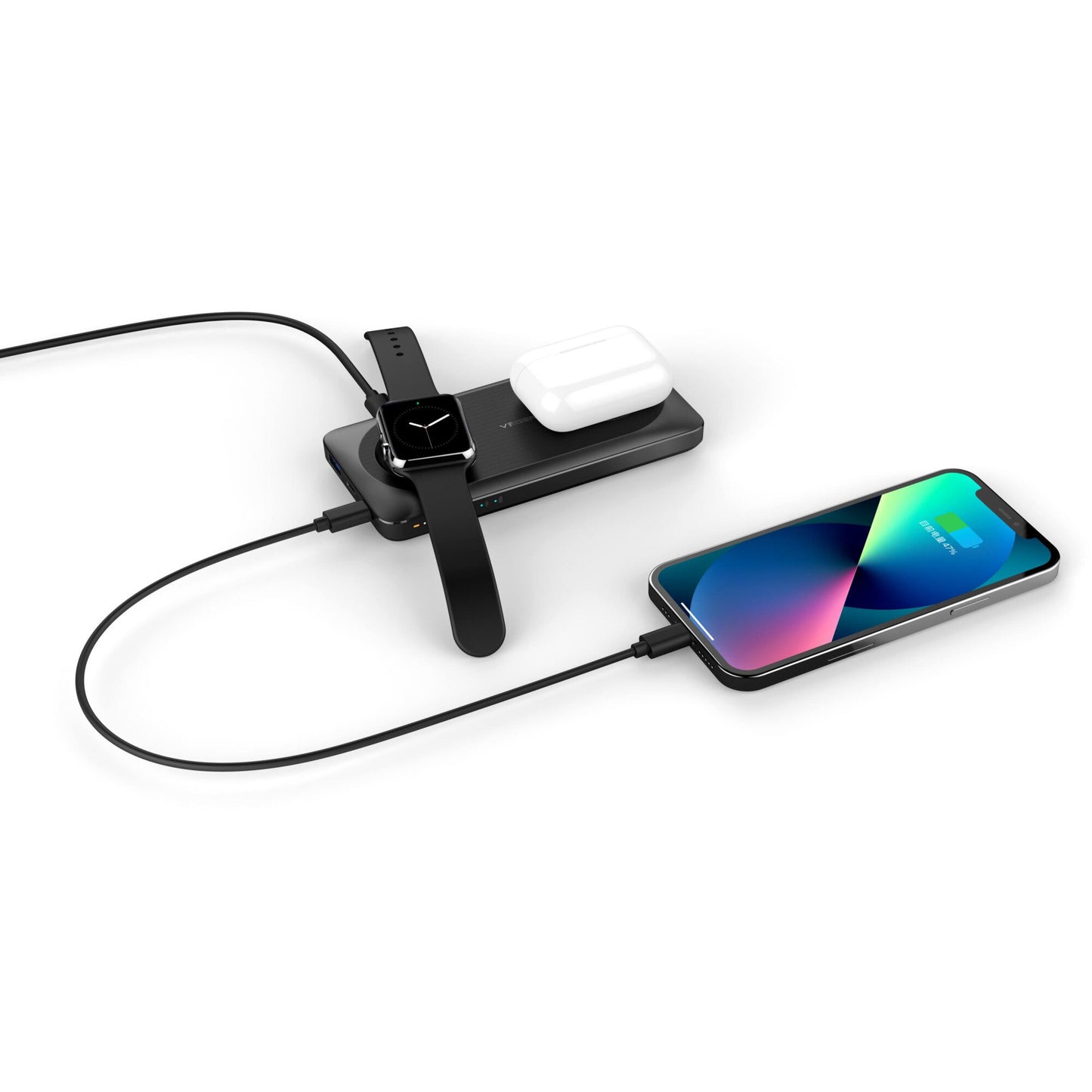 Baterie Externa Wireless Veger MagMulti W1156, 10000mAh, 22.5W, QC + PD + FQI, 2 x QI - 1 x USB-A - 1 x USB-C, Neagra