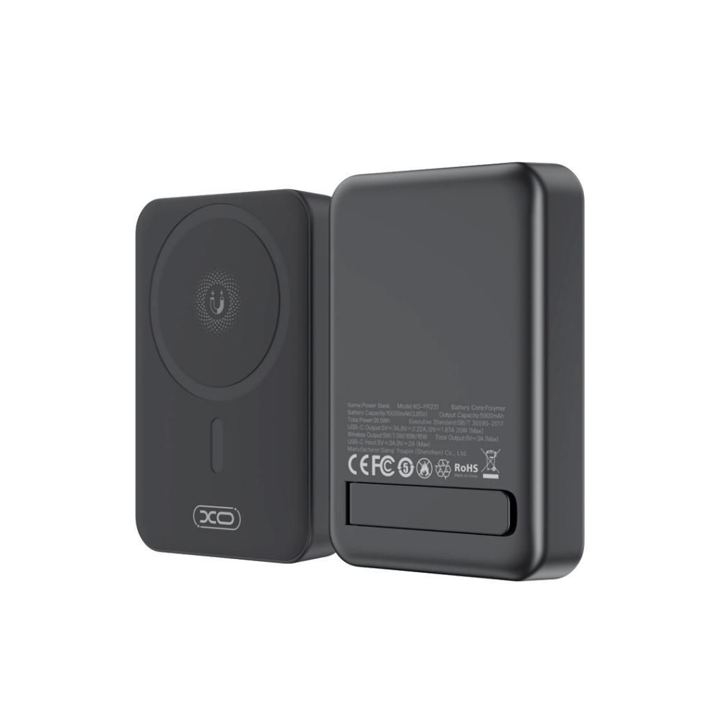 Baterie Externa Wireless XO Design PR231, 10000mAh, 20W, PD + FQI, 1 x QI - 1 x USB-C, Neagra