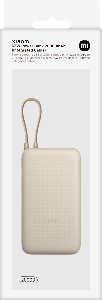 Baterie Externa Xiaomi, 20000mAh, 33W, QC + PD, 1 x USB-A - 2 x USB-C, Bej BHR8851GL