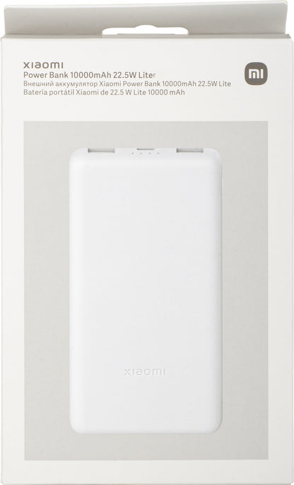Baterie Externa Xiaomi Lite, 10000mAh, 22.5W, QC + PD, 1 x USB-C - 2 x USB-A, Alba BHR9350GL