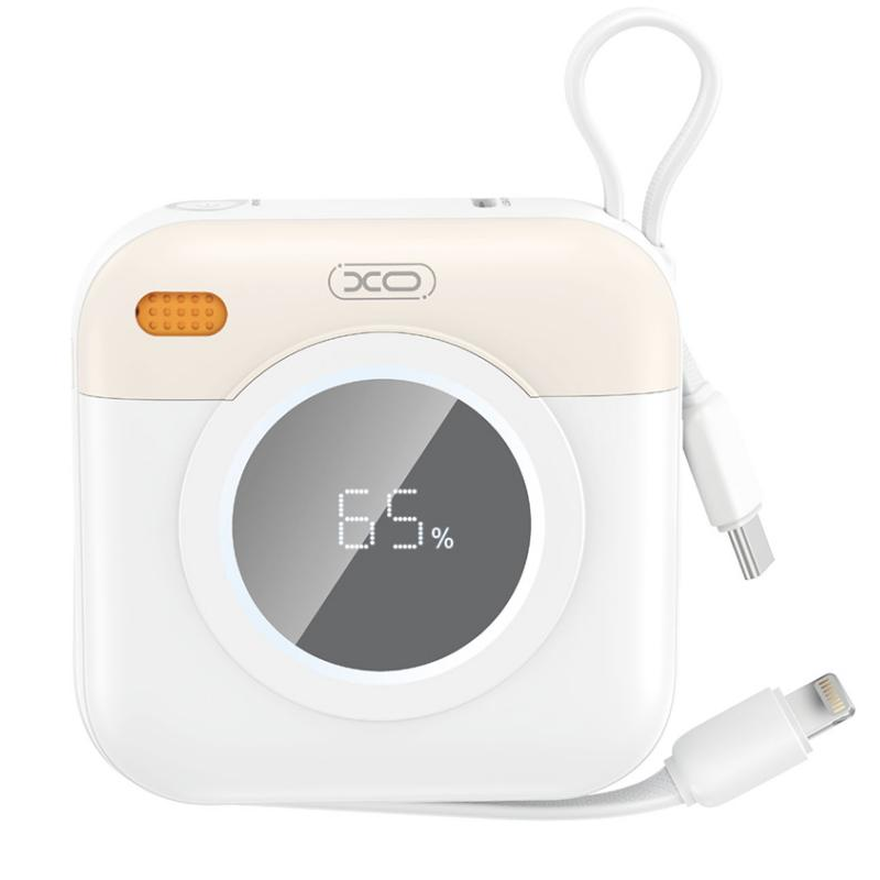 Baterie Externa XO Design PR258, 10000mAh, 20W, QC + PD, 1 x Lightning - 1 x USB-C, Bej