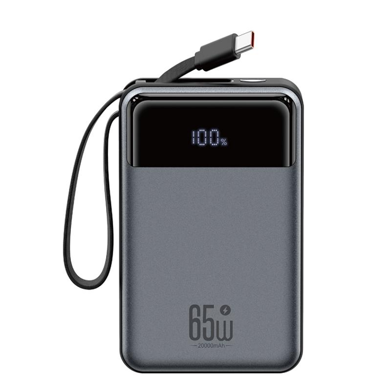 Baterie Externa XO Design PR267, 20000mAh, 65W, QC + PD, 1 x USB-A - 2 x USB-C, Gri