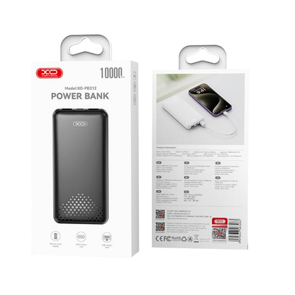 Baterie Externa XO Design PB312, 10000mAh, 10W, 2 x USB-A, Neagra