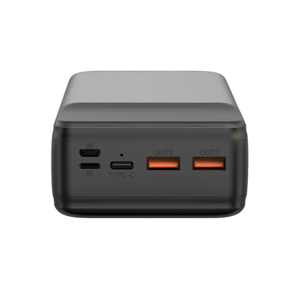 Baterie Externa XO Design PR201, 30000mAh, 65W, QC + PD, 1 x USB-C - 2 x USB-A, Neagra