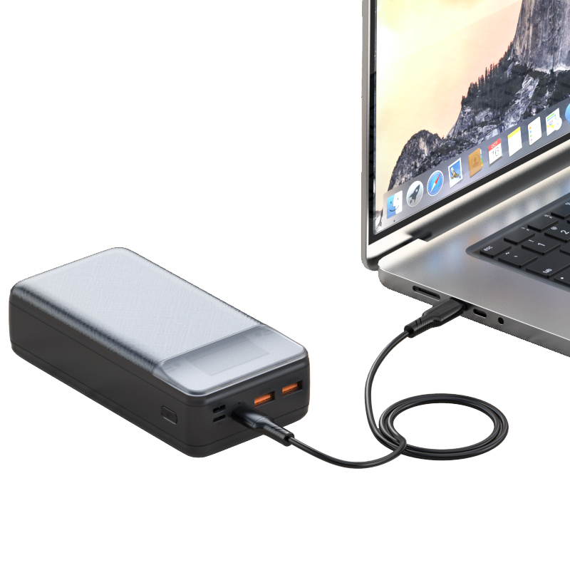 Baterie Externa XO Design PR201, 30000mAh, 65W, QC + PD, 1 x USB-C - 2 x USB-A, Neagra