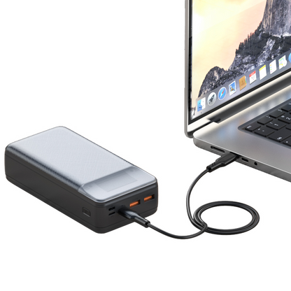 Baterie Externa XO Design PR201, 30000mAh, 65W, QC + PD, 1 x USB-C - 2 x USB-A, Neagra