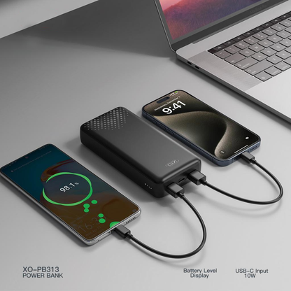 Baterie Externa XO Design PB313, 20000mAh, 10W, 2 x USB-A, Neagra