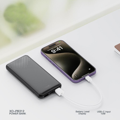 Baterie Externa XO Design PB312, 10000mAh, 10W, 2 x USB-A, Neagra