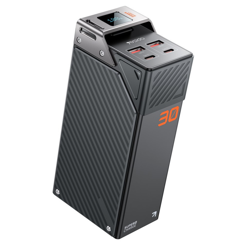 Baterie Externa Yesido YP62, 30000mAh, 22.5W, QC + PD, 2 x USB-A - 2 x USB-C, Neagra