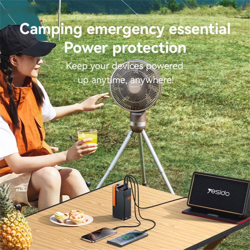 Baterie Externa Yesido YP62, 30000mAh, 22.5W, QC + PD, 2 x USB-A - 2 x USB-C, Neagra