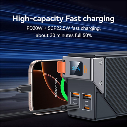 Baterie Externa Yesido YP62, 30000mAh, 22.5W, QC + PD, 2 x USB-A - 2 x USB-C, Neagra