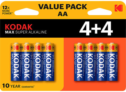 Baterie Kodak Max Alkaline, AA / LR6, Set 8 bucati EKSTD30419902P8
