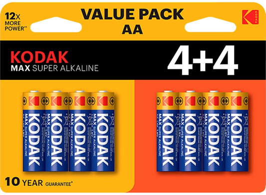 Baterie Kodak Max Alkaline, AA / LR6, Set 8 bucati EKSTD30419902P8