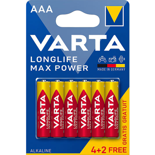 Baterie Varta Longlife Max Power 4703, AAA / LR3, Set 6 bucati