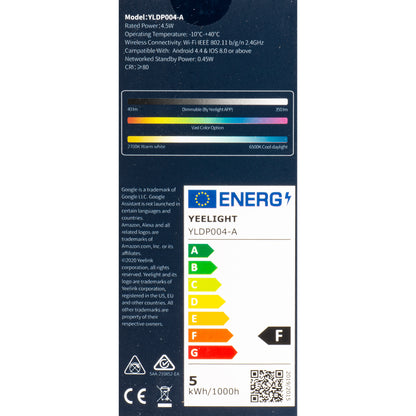 Bec LED Yeelight W1, Wi-Fi, GU10, 4.5W, 2700K - 6500K, 350lm, Set 4 bucati, Multicolor YLDP004-A