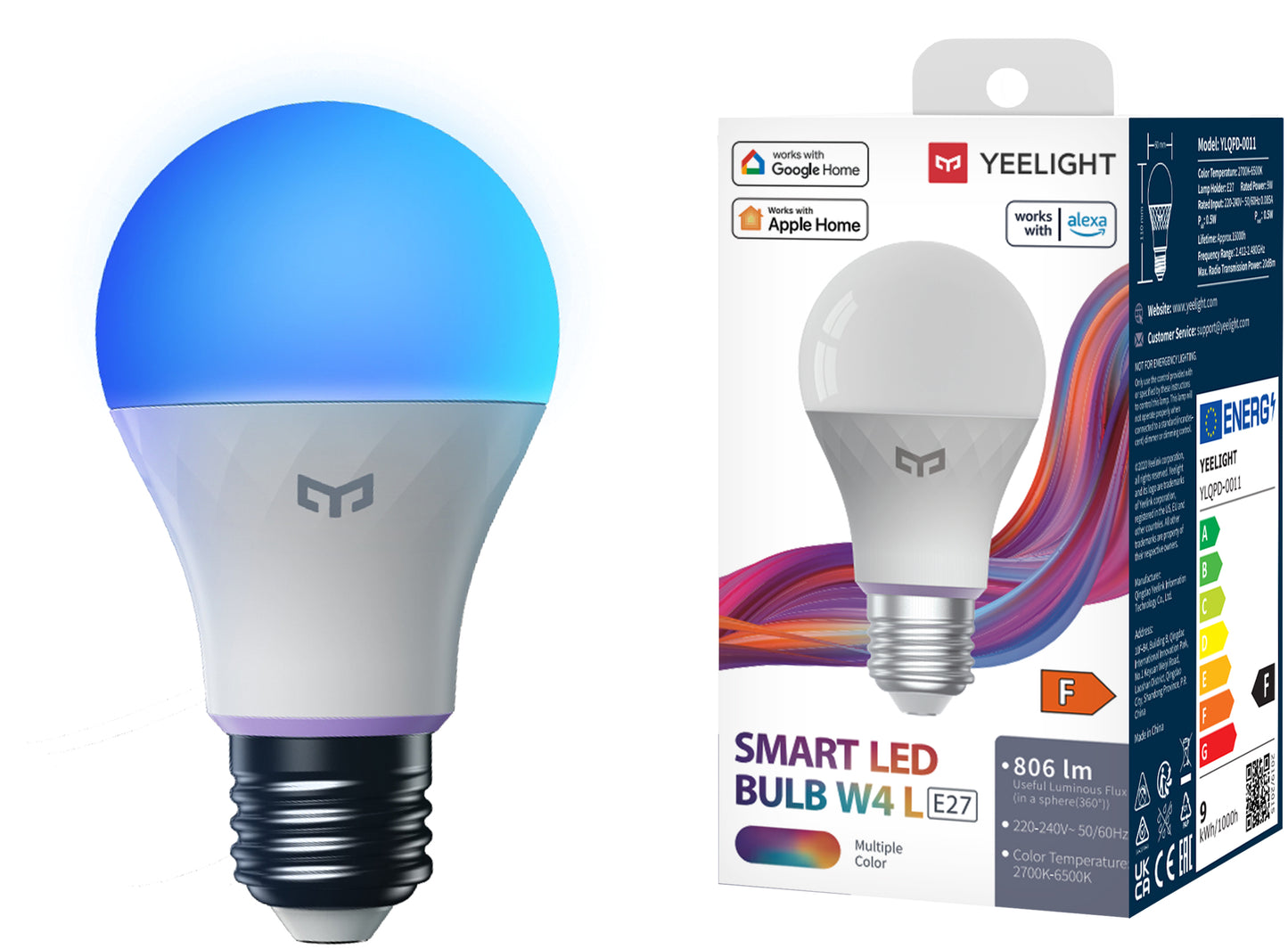 Bec LED Yeelight W4 Lite, Wi-Fi, E27, 9W, 2700K - 6500K, 806lm, Multicolor YLQDP-0011