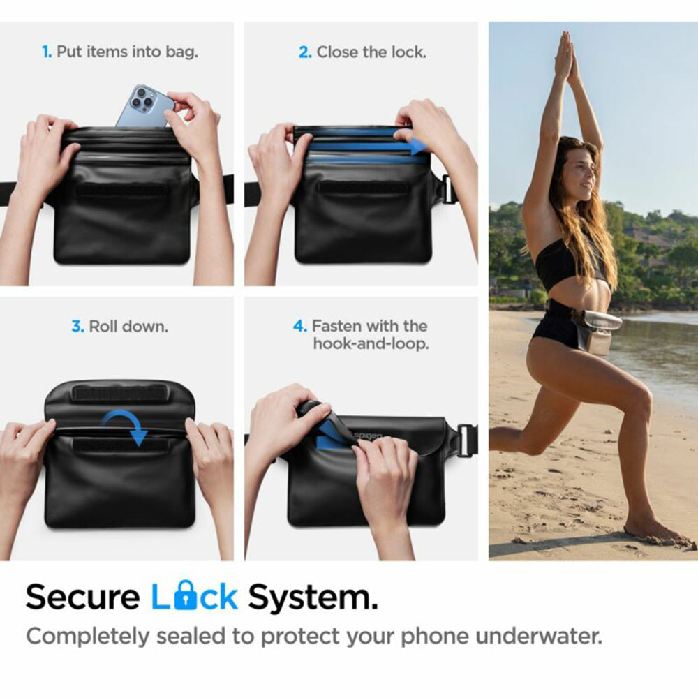 Borseta Waterproof Spigen Aqua Shield, Universala, Neagra AMP04532