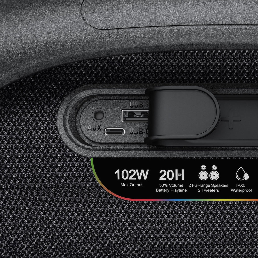 Boxa Portabila Bluetooth Acefast K11 Pro, 102W, RGB, TWS, Waterproof, Neagra