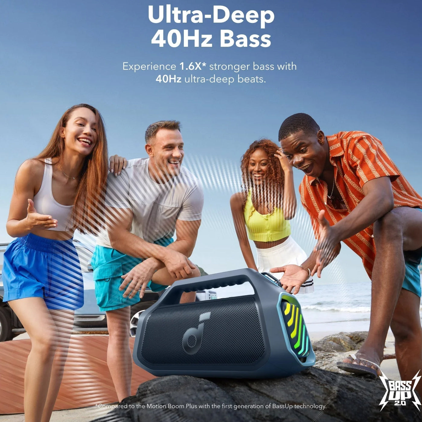 Boxa Portabila Bluetooth Anker Soundcore Boom 2 Plus, 140W, RGB, Waterproof, Albastra A3134031