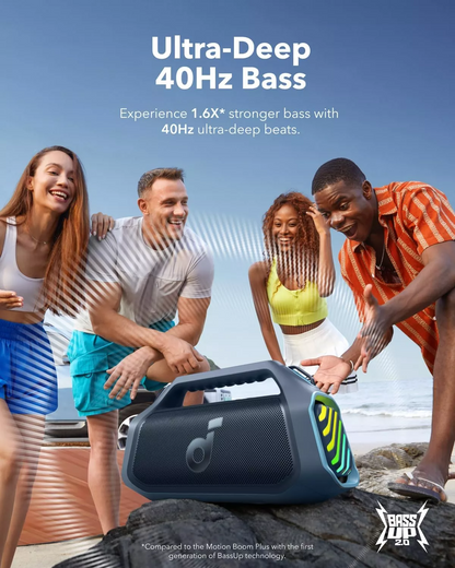 Boxa Portabila Bluetooth Anker SoundCore Boom 2 Plus New Version, 140W, TWS, RGB, Waterproof, Albastra A3134032