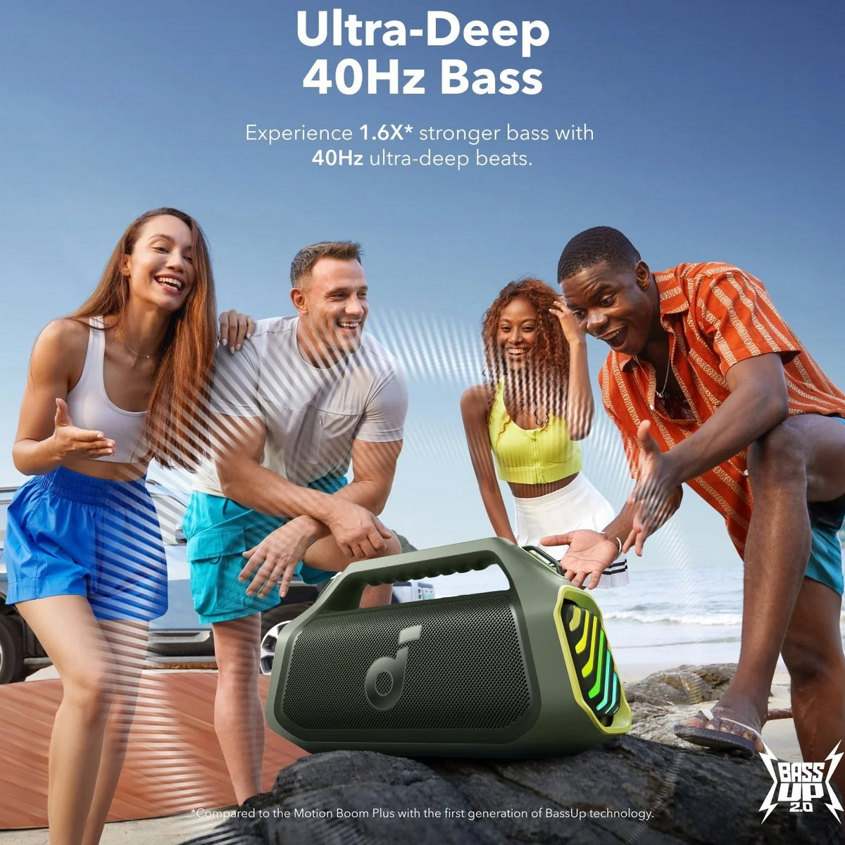 Boxa Portabila Bluetooth Anker SoundCore Boom 2 Plus, 140W, TWS, RGB, Waterproof, Verde, Resigilata A3134061