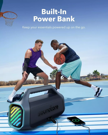 Boxa Portabila Bluetooth Anker SoundCore Boom 2 Plus New Version, 140W, TWS, RGB, Waterproof, Albastra A3134032