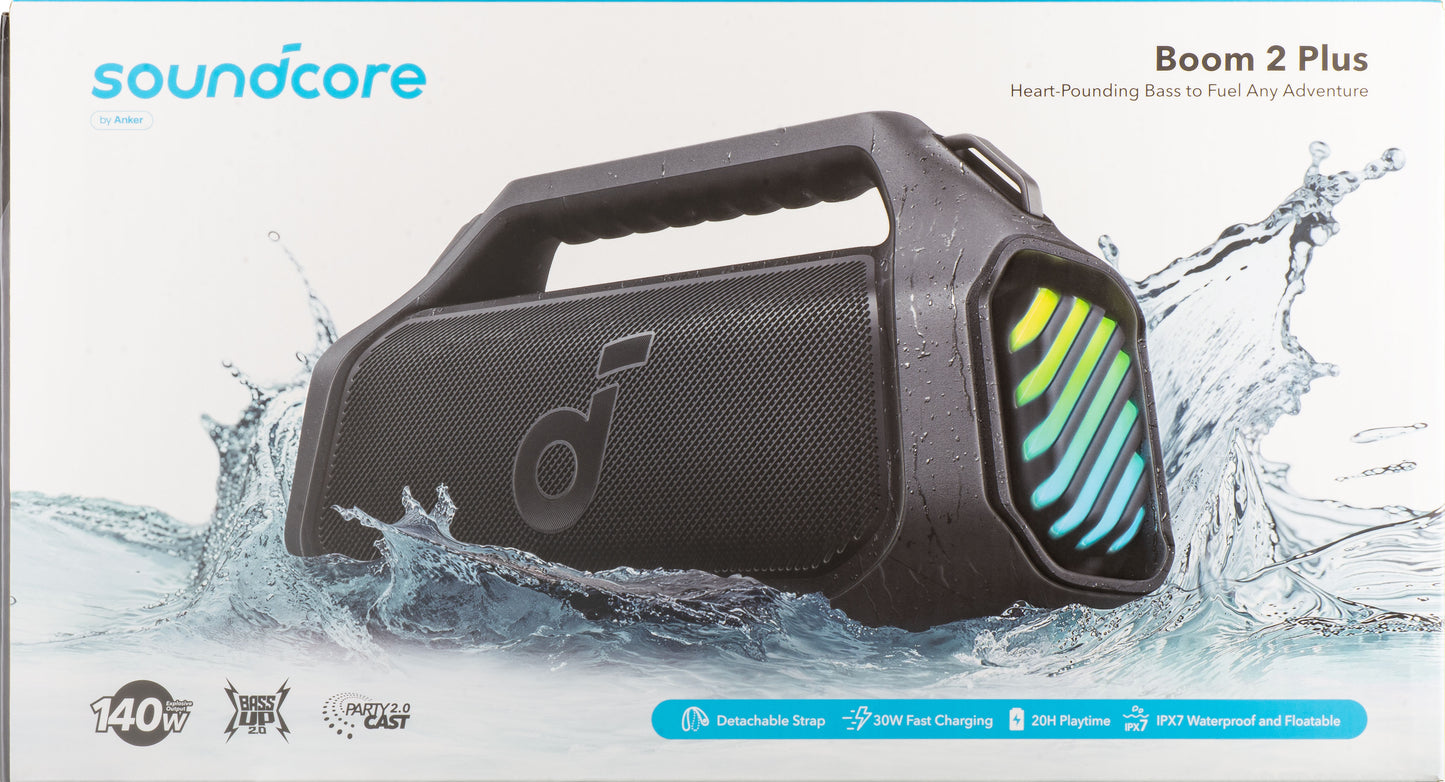 Boxa Portabila Bluetooth Anker SoundCore Boom 2 Plus, 140W, TWS, RGB, Waterproof, Neagra A3134011