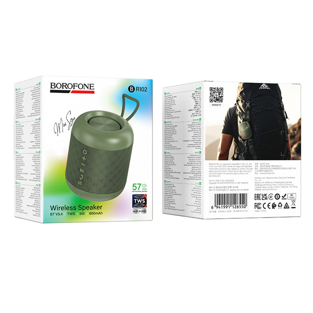 Boxa Portabila Bluetooth Borofone BR102 Gratificado, 5W, TWS, Verde