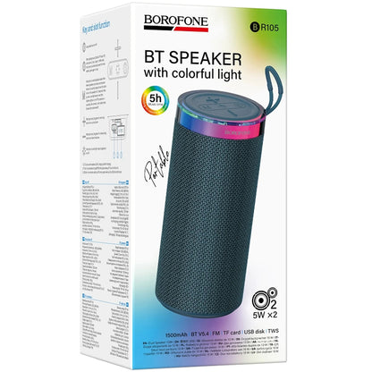 Boxa Portabila Bluetooth Borofone BR105 Loud, 10W, TWS, RGB, Bleumarin