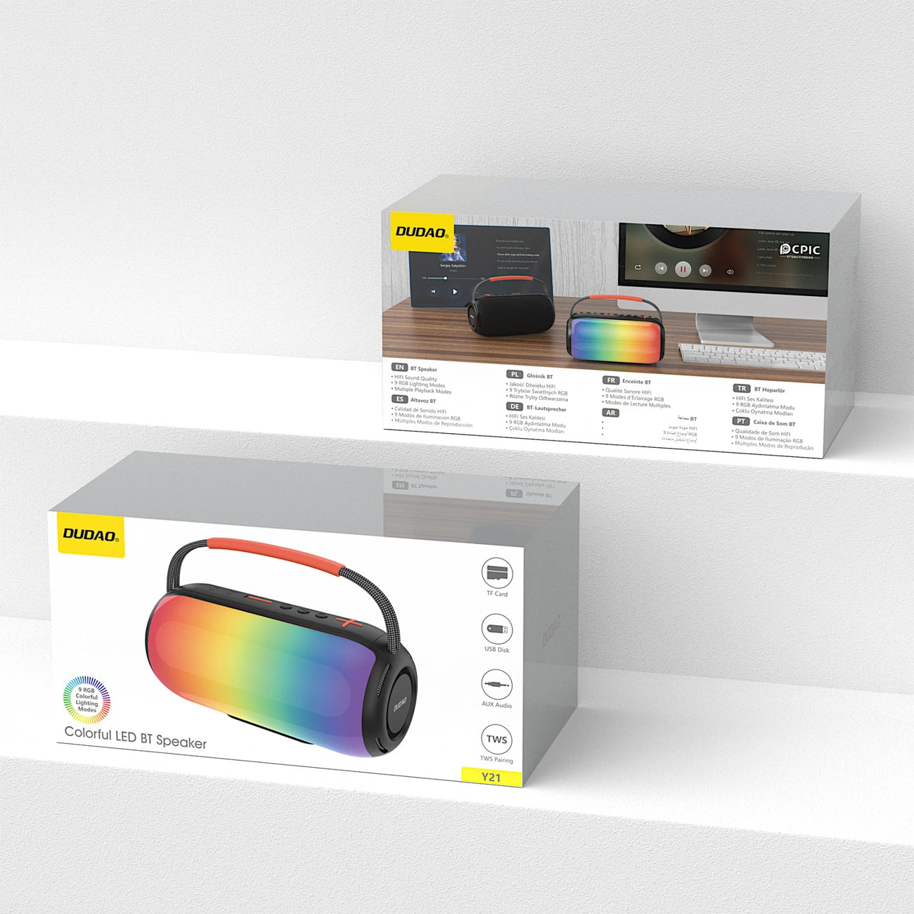 Boxa Portabila Bluetooth Dudao Y21, 2 x 5W, TWS, RGB, Neagra