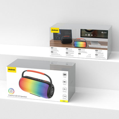 Boxa Portabila Bluetooth Dudao Y21, 2 x 5W, TWS, RGB, Neagra