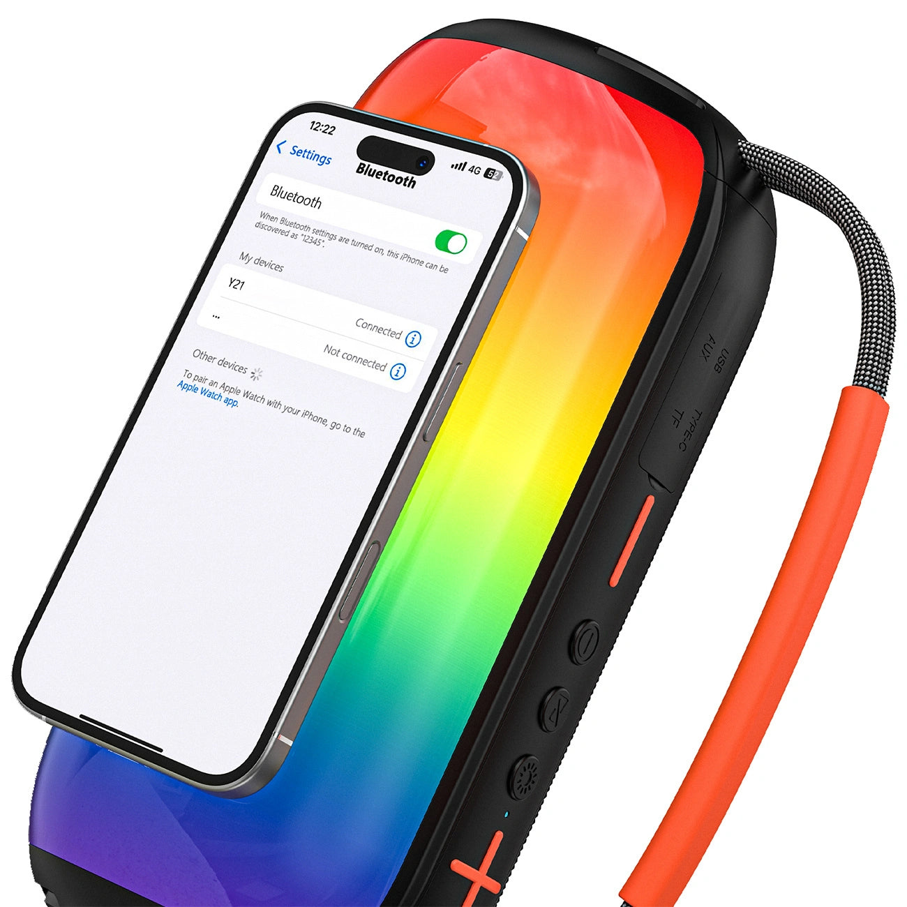 Boxa Portabila Bluetooth Dudao Y21, 2 x 5W, TWS, RGB, Neagra