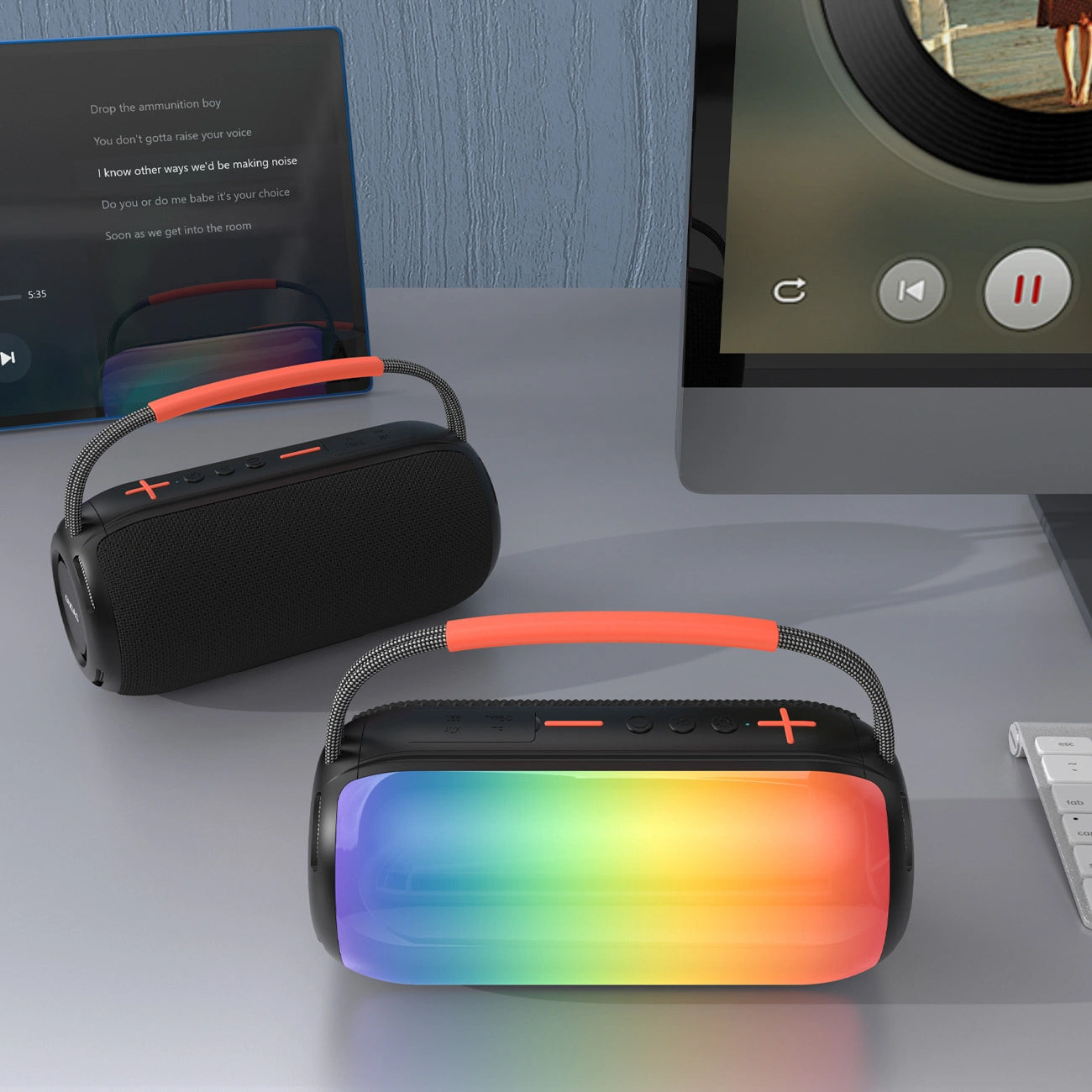 Boxa Portabila Bluetooth Dudao Y21, 2 x 5W, TWS, RGB, Neagra