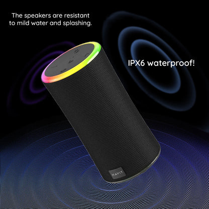 Boxa Portabila Bluetooth HAVIT SK833BT, 2 x 10W, RGB, Waterproof, Neagra