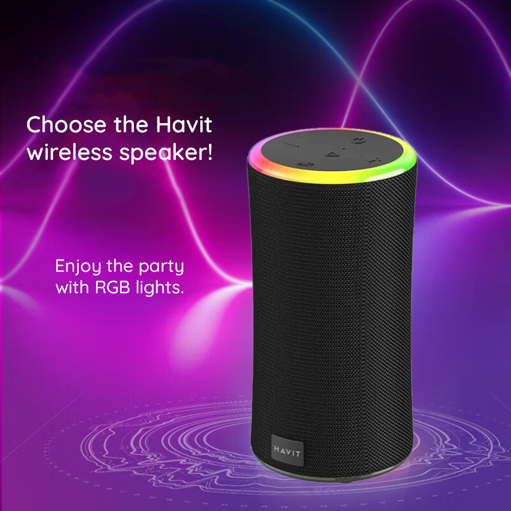 Boxa Portabila Bluetooth HAVIT SK833BT, 2 x 10W, RGB, Waterproof, Neagra