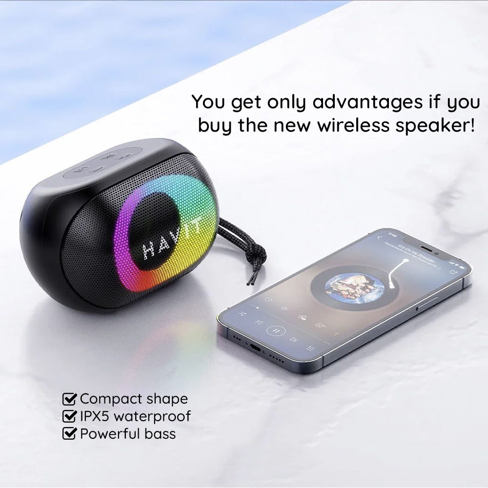 Boxa Portabila Bluetooth HAVIT SK885BT, 8W, RGB, Waterproof, Neagra