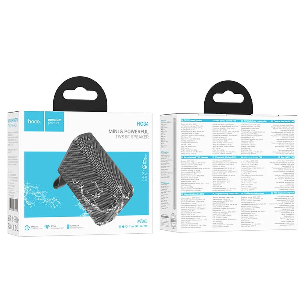 Boxa Portabila Bluetooth HOCO HC34, 5W, TWS, Waterproof, Gri
