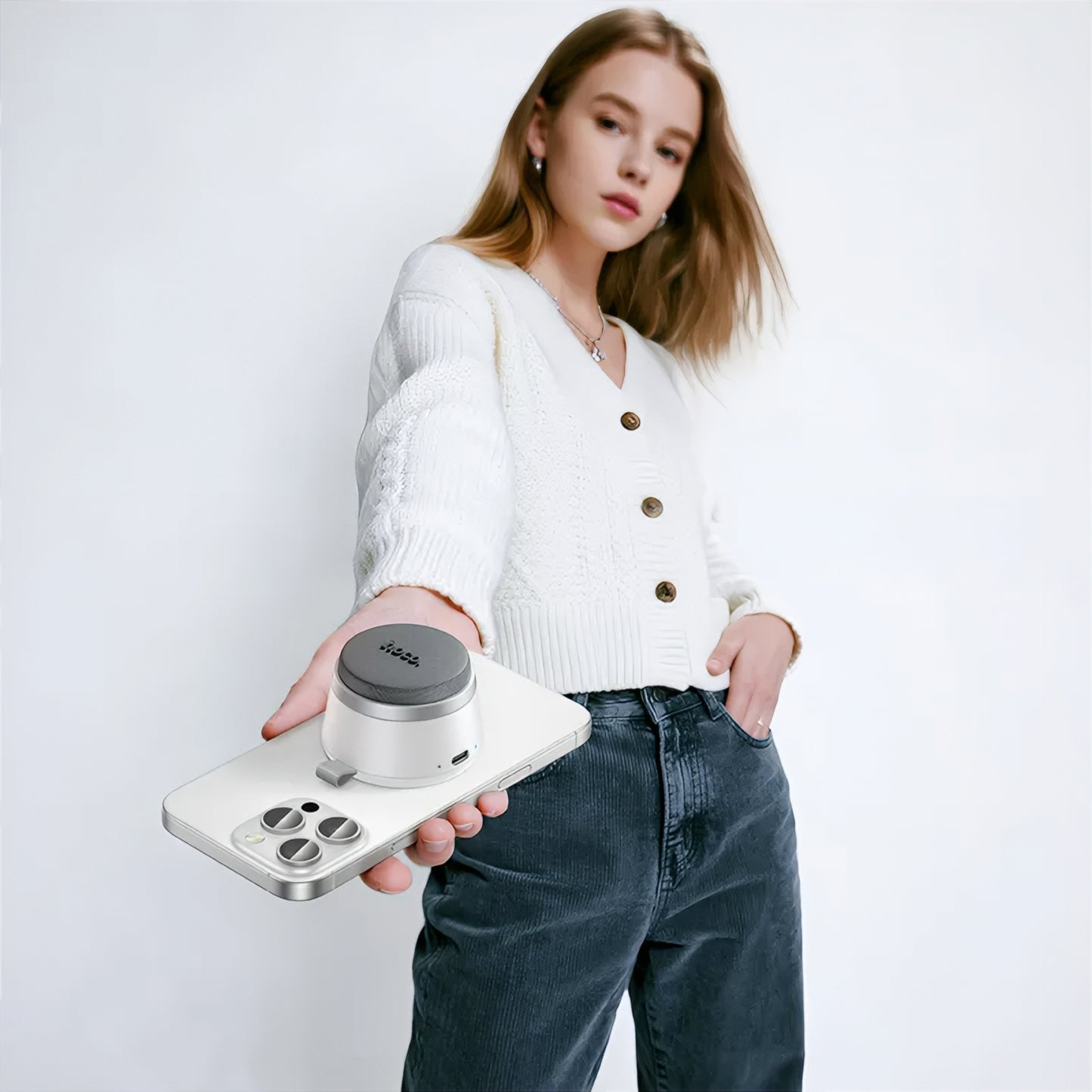 Boxa Portabila Bluetooth HOCO HC43 Mini Magnetic, 8W, TWS, Alba