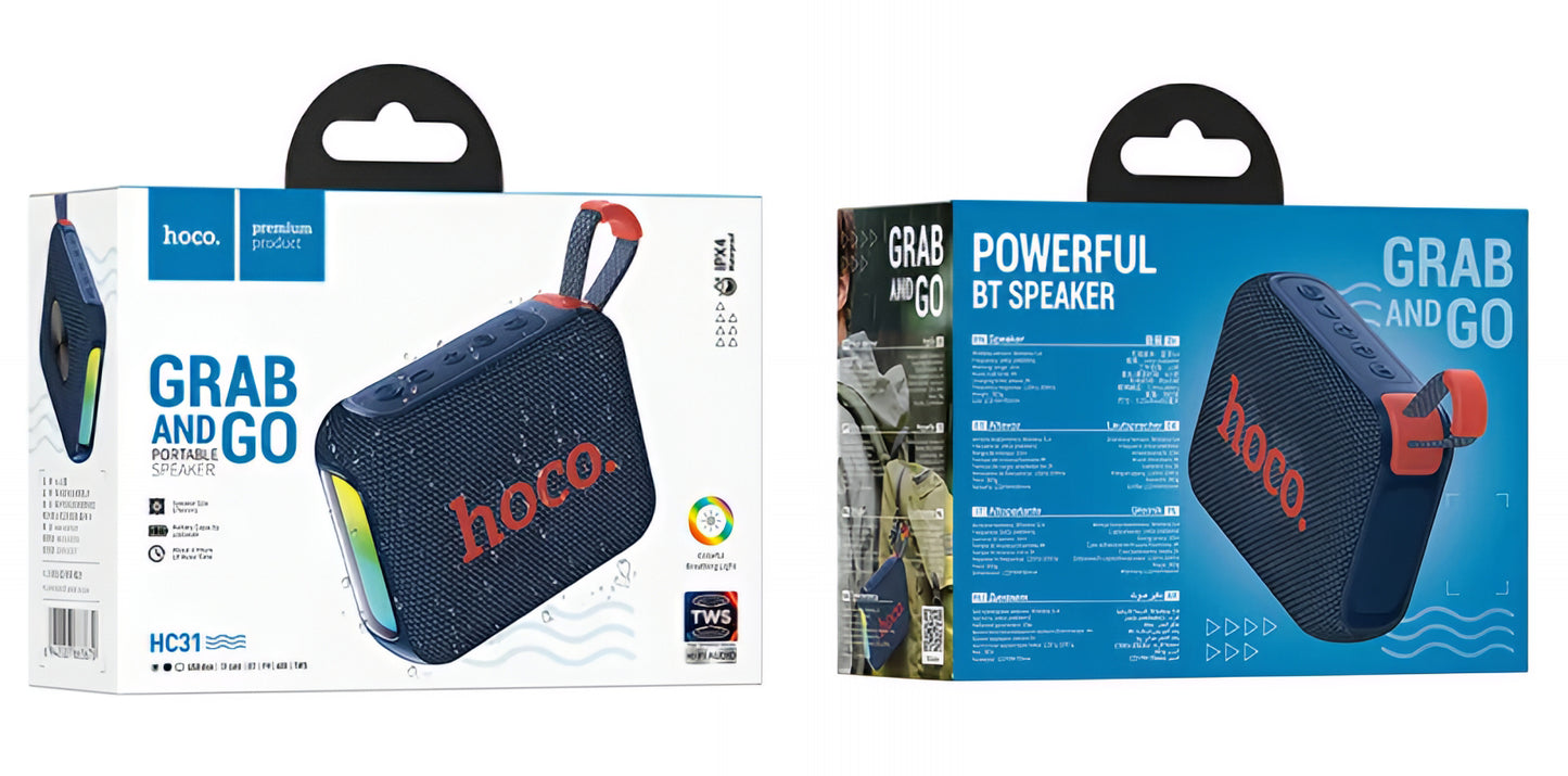 Boxa Portabila Bluetooth HOCO HC31, 10W, TWS, RGB, Waterproof, Bleumarin