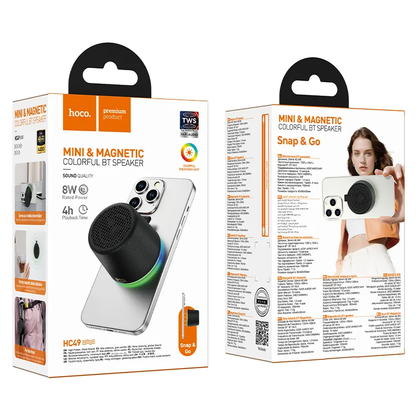 Boxa Portabila Bluetooth HOCO HC49 Mini Magnetic, 8W, TWS, Neagra