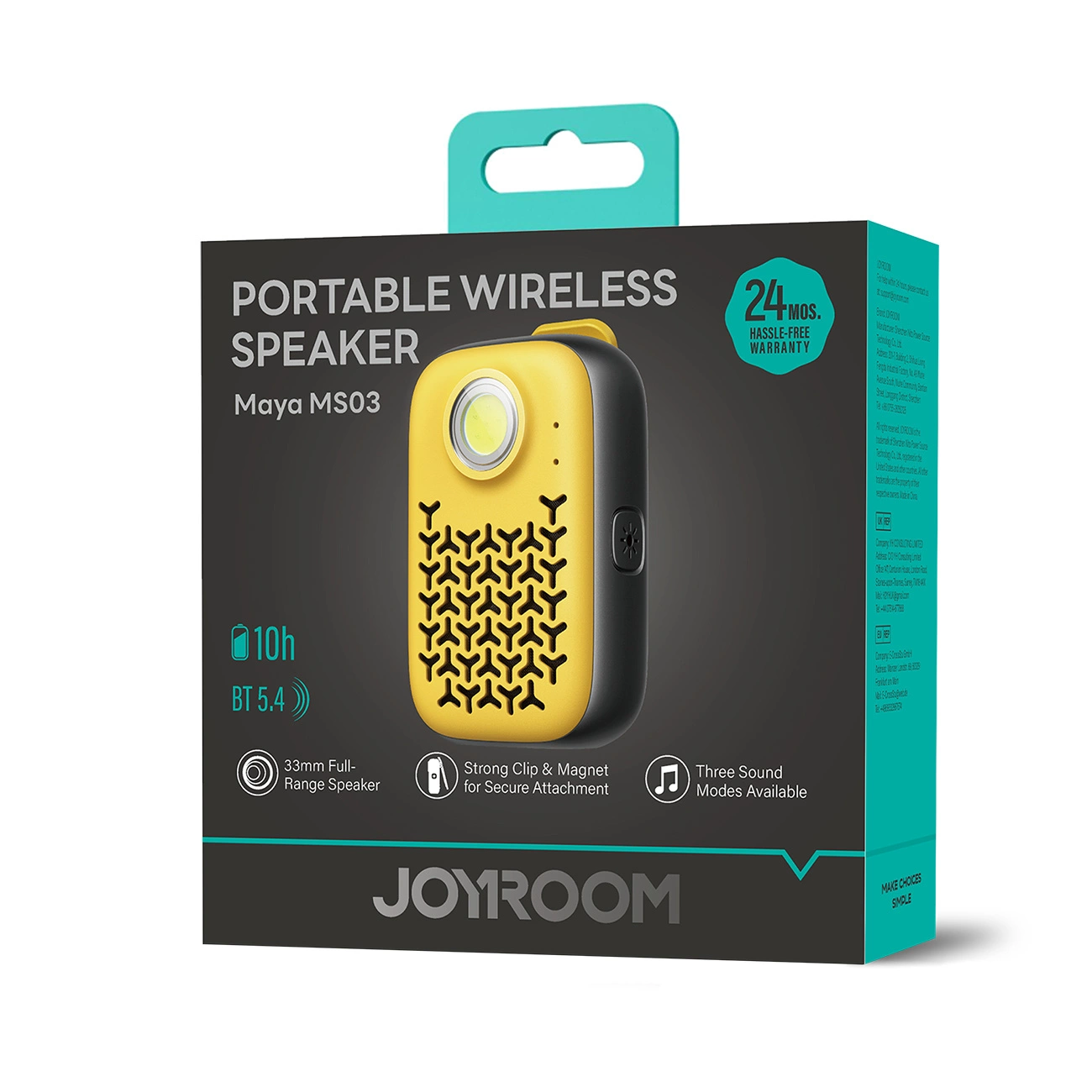 Boxa Portabila Bluetooth Joyroom Maya JR-MS03, 5W, Waterproof, Galbena