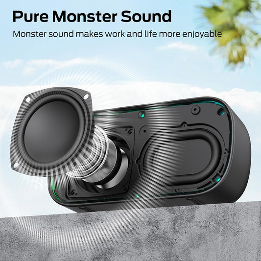 Boxa Portabila Bluetooth Monster S150, 14W, TWS, RGB, Waterproof, Neagra