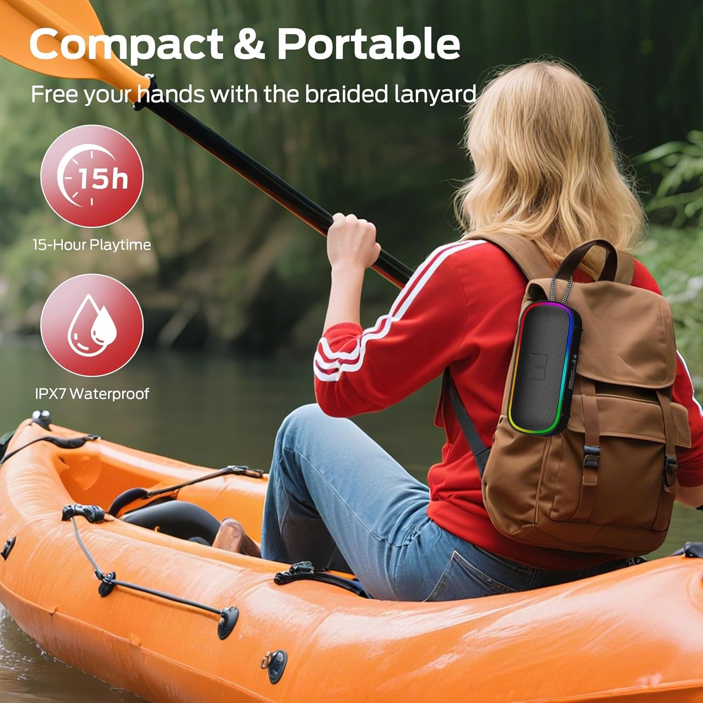 Boxa Portabila Bluetooth Monster S150 Plus, 40W, TWS, RGB, Waterproof, Neagra