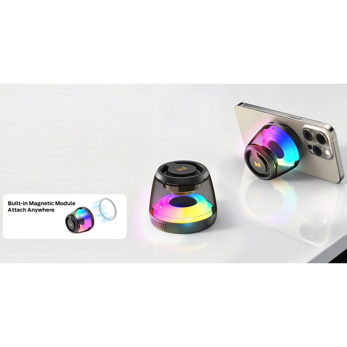 Boxa Portabila Bluetooth Monster Mag Flux, 5W, TWS, RGB, Neagra