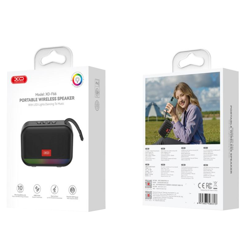Boxa Portabila Bluetooth XO Design F66, 5W, RGB, Neagra