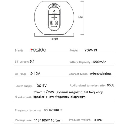 Boxa Portabila Bluetooth Yesido YSW13, 5W, RGB, Albastra