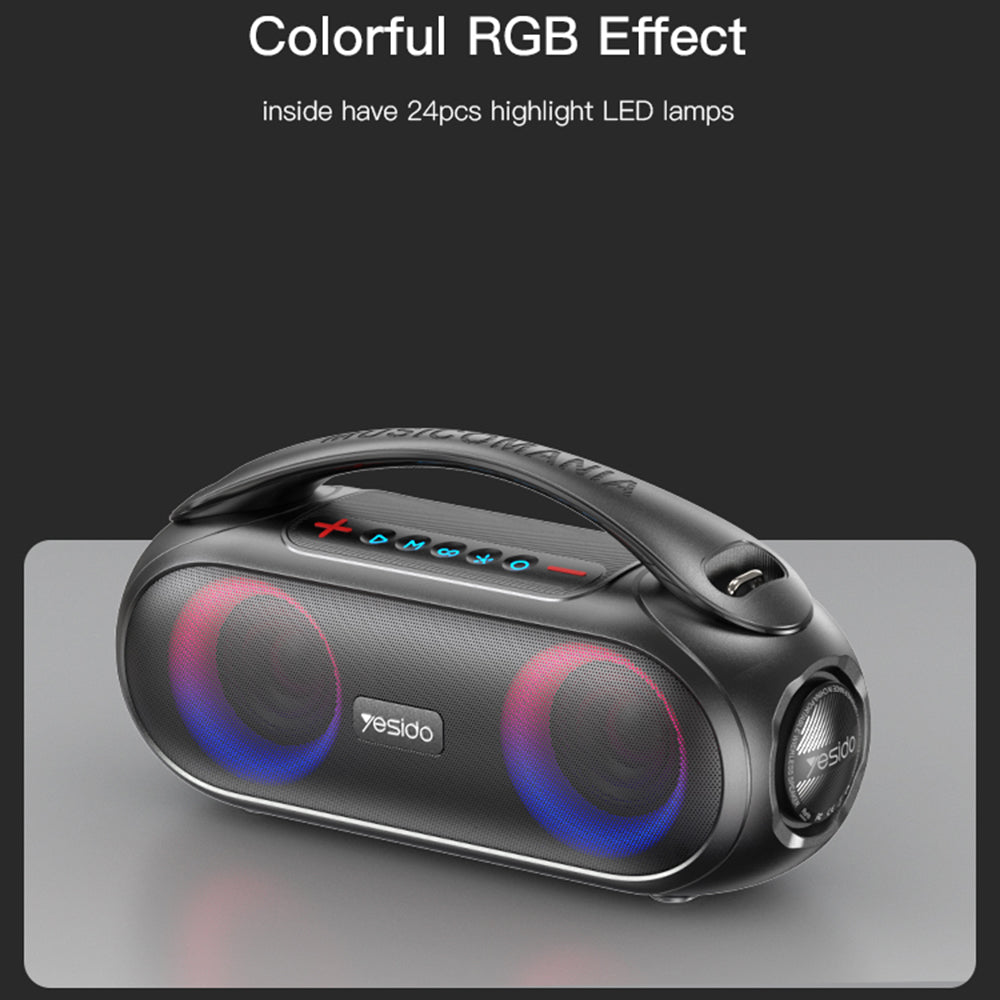 Boxa Portabila Bluetooth Yesido YSW19, 40W, RGB, Waterproof, Neagra